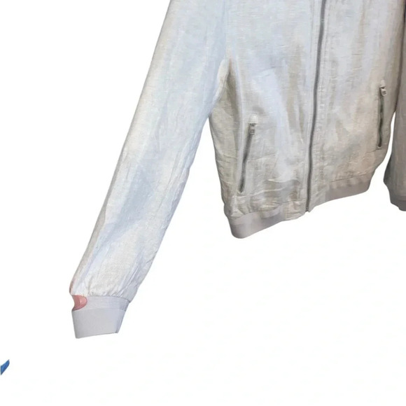 Zara Linen Beige Smooth bomber jacket classic minimalist Members only Coded - Picture 5 of 7